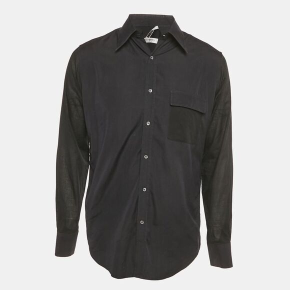 Saint Laurent Paris Black Paneled Cotton Shirt Xl